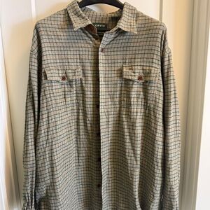 Orvis Green and Orange Plaid Shirt